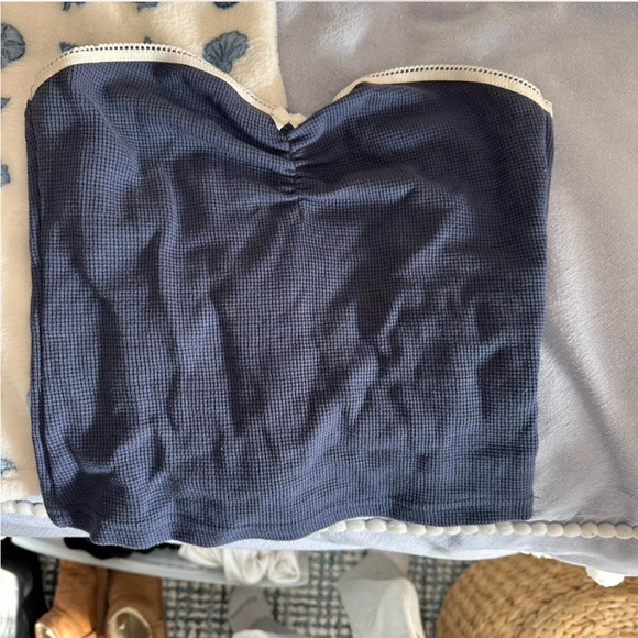 Edikted Navy Tube Top with Cream Trim - Picture 2 of 3